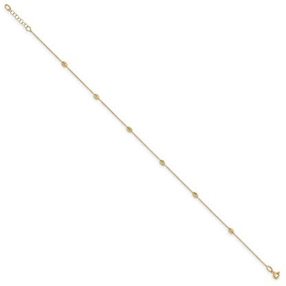 14K Yellow Gold Polished And D/C With 1In Ext. Anklet