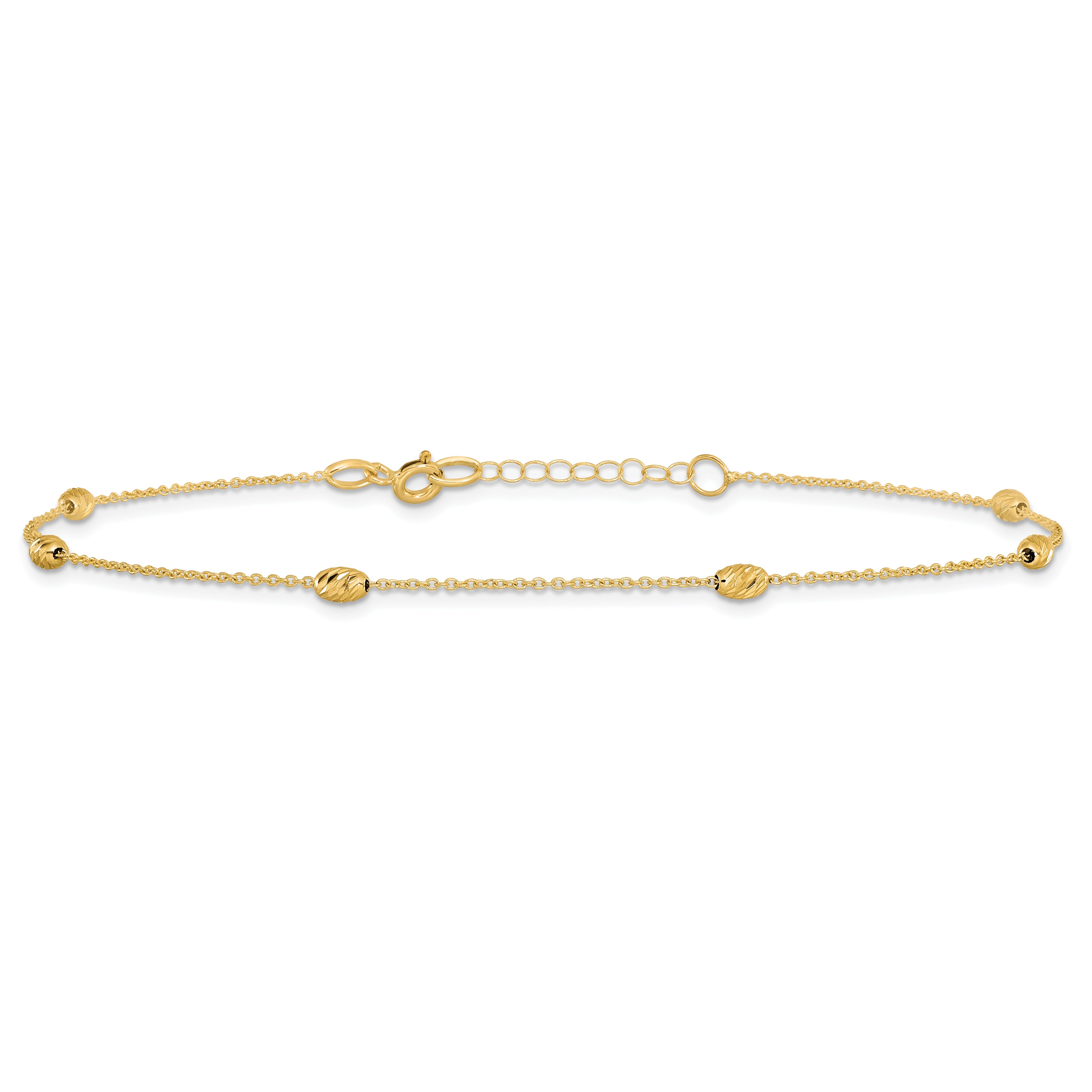 14K Yellow Gold Polished And D/C With 1In Ext. Anklet