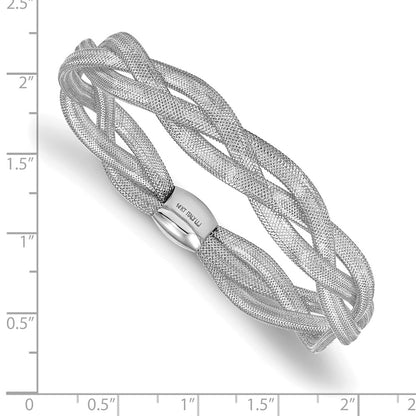 14K Yellow & Rhodium White Plating Fancy Stretch Bangle Bracelet