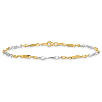 14K Two-Tone Polished Twisted Link Anklet