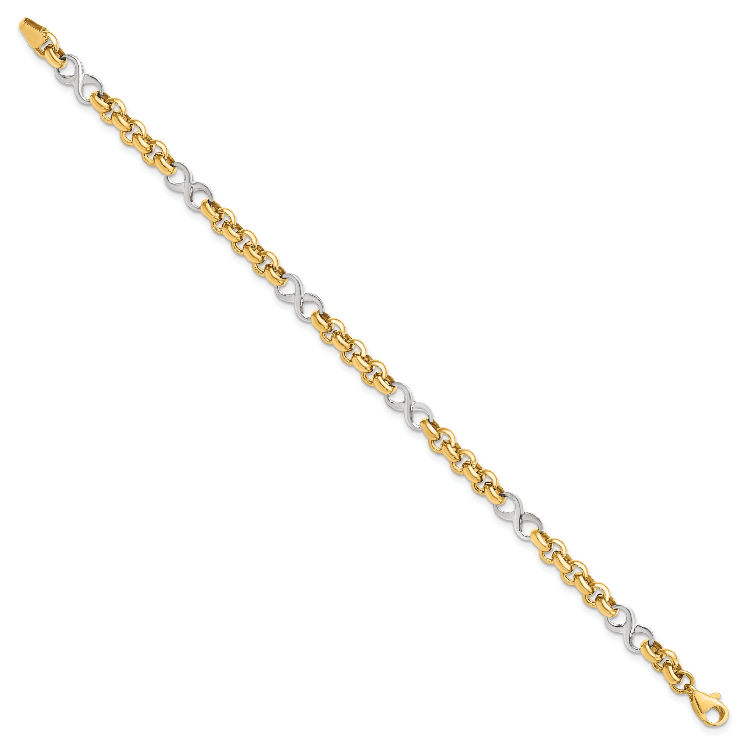 7.5 Inch 14K Two-Tone Polished Infinity Bracelet