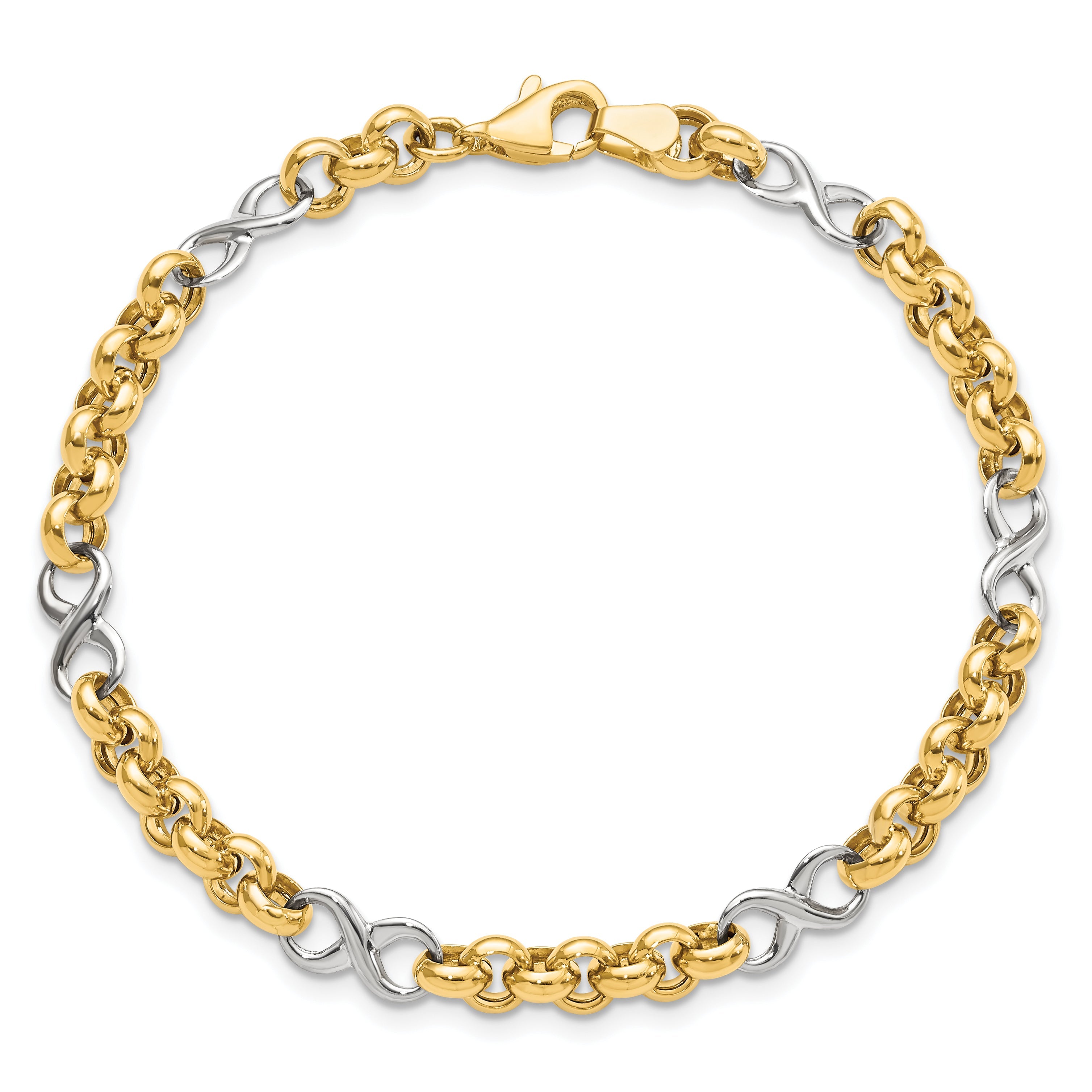 7.5 Inch 14K Two-Tone Polished Infinity Bracelet