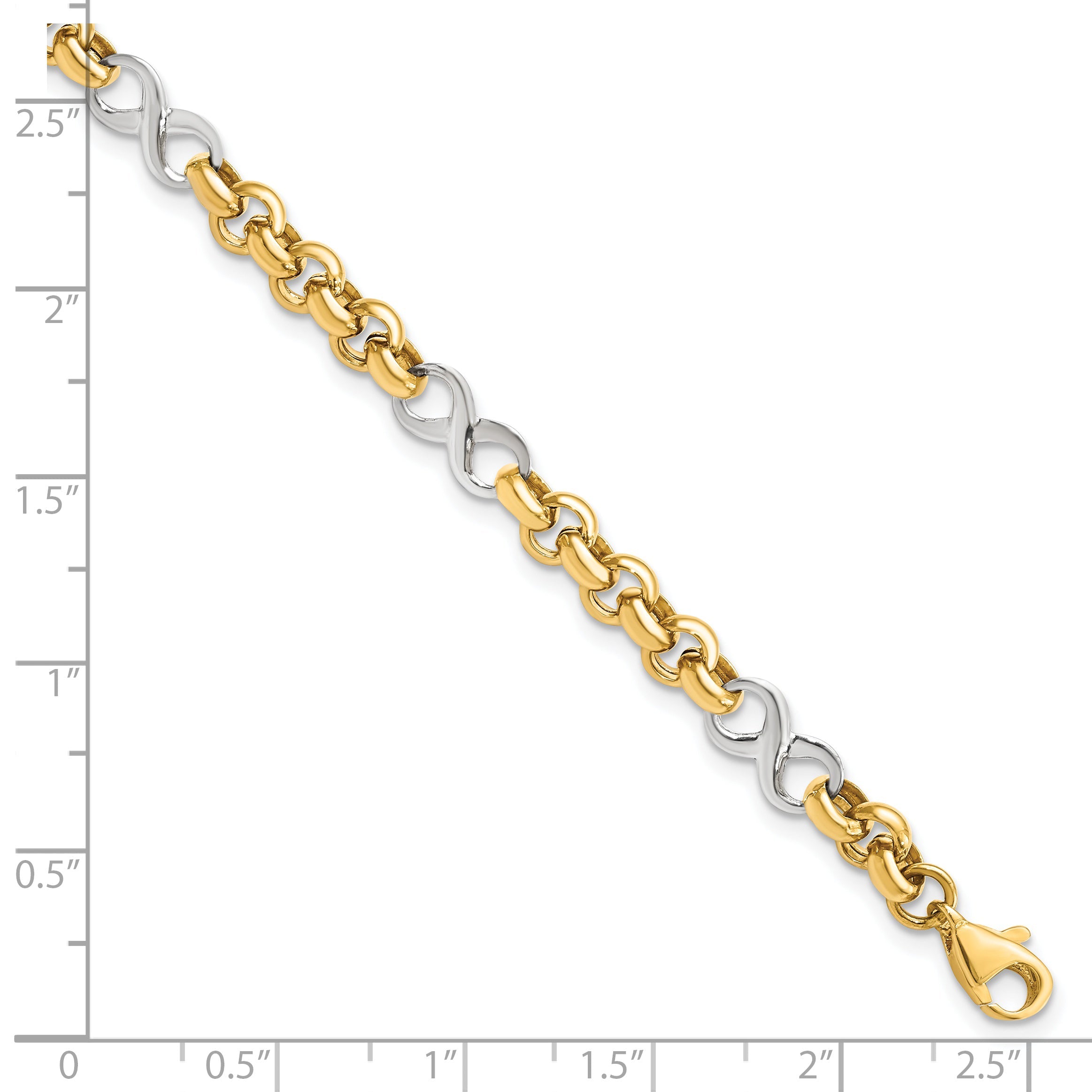 7.5 Inch 14K Two-Tone Polished Infinity Bracelet