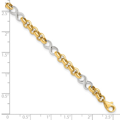 7.5 Inch 14K Two-Tone Polished Infinity Bracelet