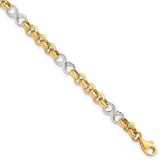 7.5 Inch 14K Two-Tone Polished Infinity Bracelet