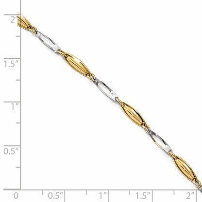 14K Two-Tone Polished With 1In Ext. Anklet