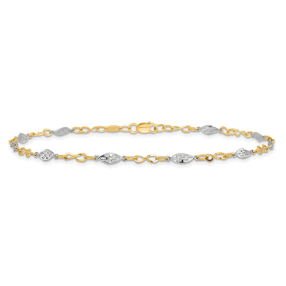 14K Two-Tone Polished With 1In Ext. Anklet