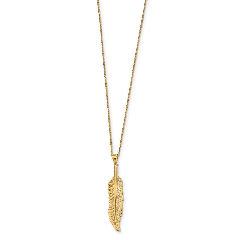 14K Yellow Gold Feather Pendant