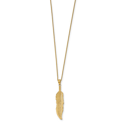 14K Yellow Gold Feather Pendant