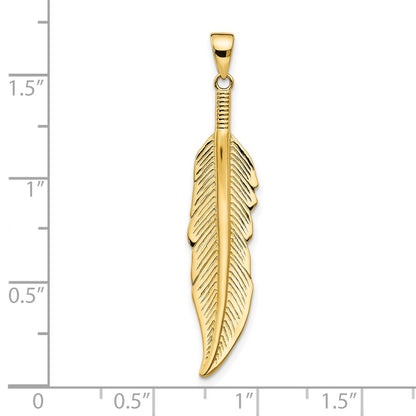 14K Yellow Gold Feather Pendant
