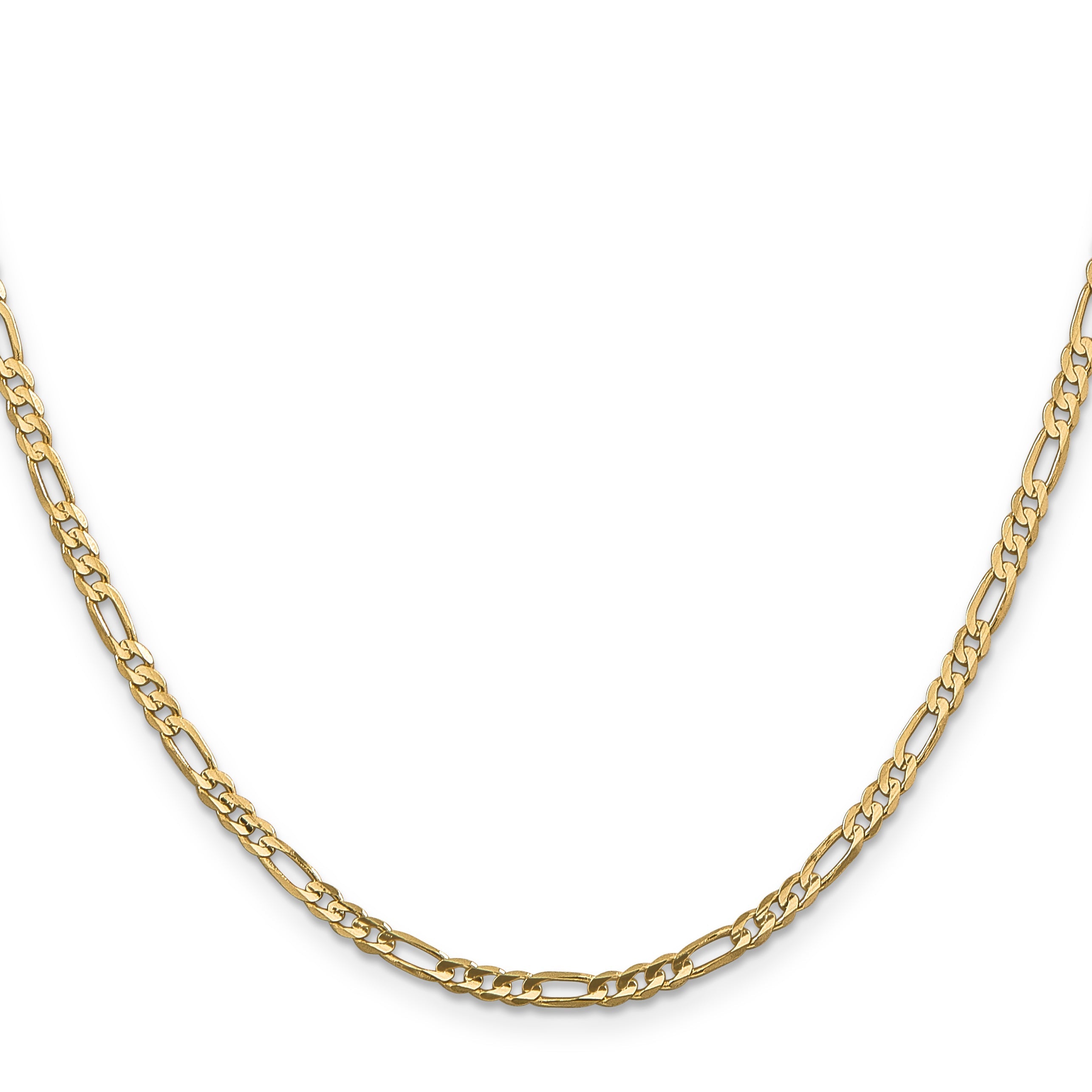 14K Yellow Gold 16 Inch 3mm Concave Open Figaro With Lobster Clasp Chain Necklace