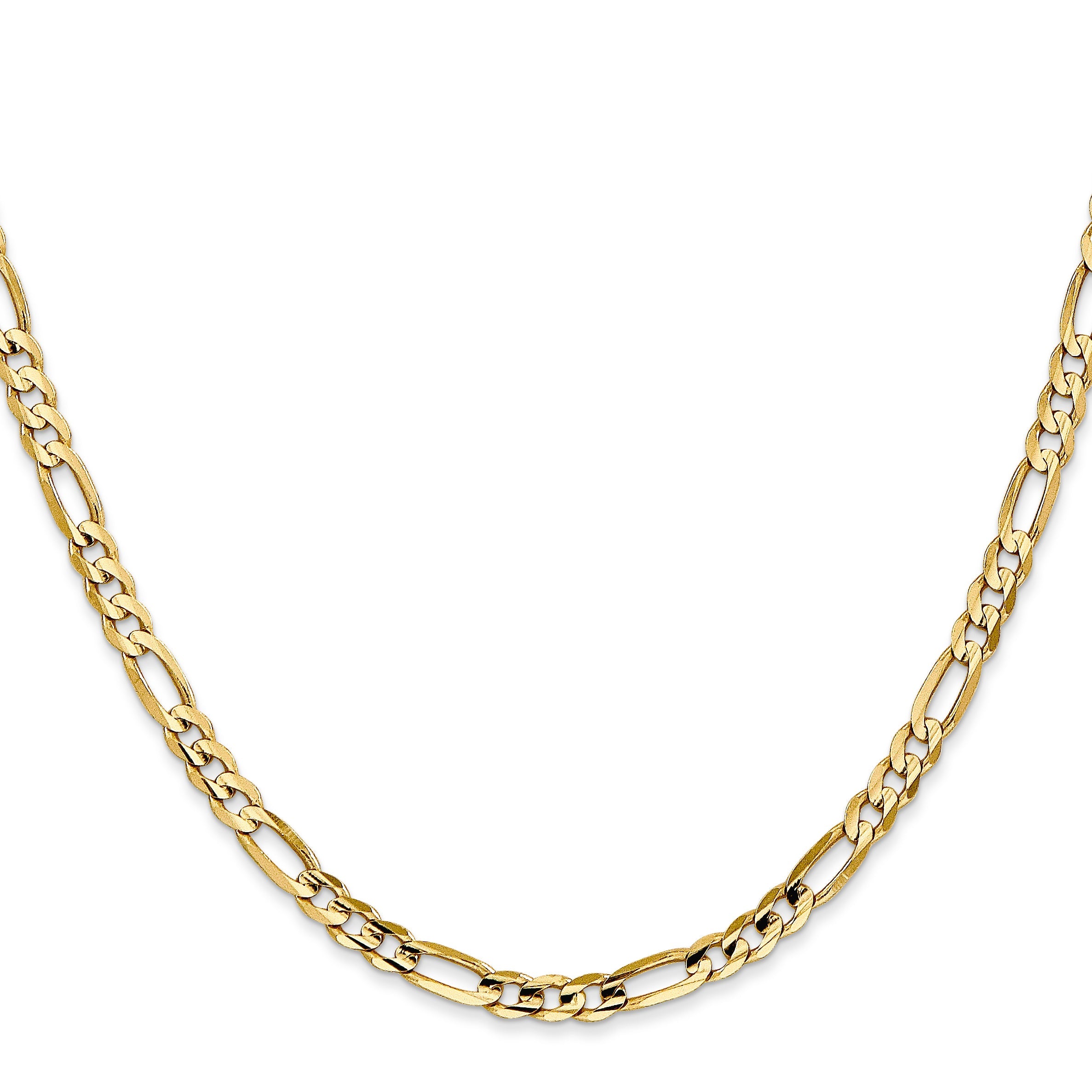 14K Yellow Gold 16 Inch 4mm Concave Open Figaro With Lobster Clasp Chain Necklace