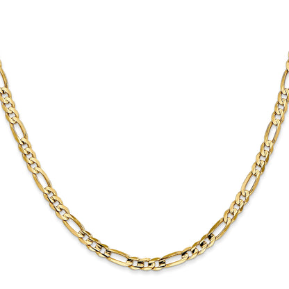 14K Yellow Gold 16 Inch 4mm Concave Open Figaro With Lobster Clasp Chain Necklace