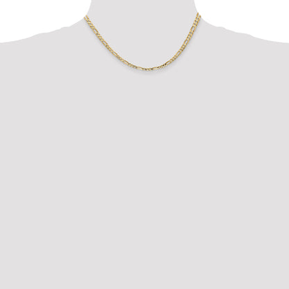 14K Yellow Gold 16 Inch 4mm Concave Open Figaro With Lobster Clasp Chain Necklace