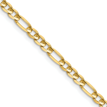 14K Yellow Gold 16 Inch 4mm Concave Open Figaro With Lobster Clasp Chain Necklace