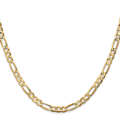14K Yellow Gold 18 Inch 4.5mm Concave Open Figaro With Lobster Clasp Chain Necklace