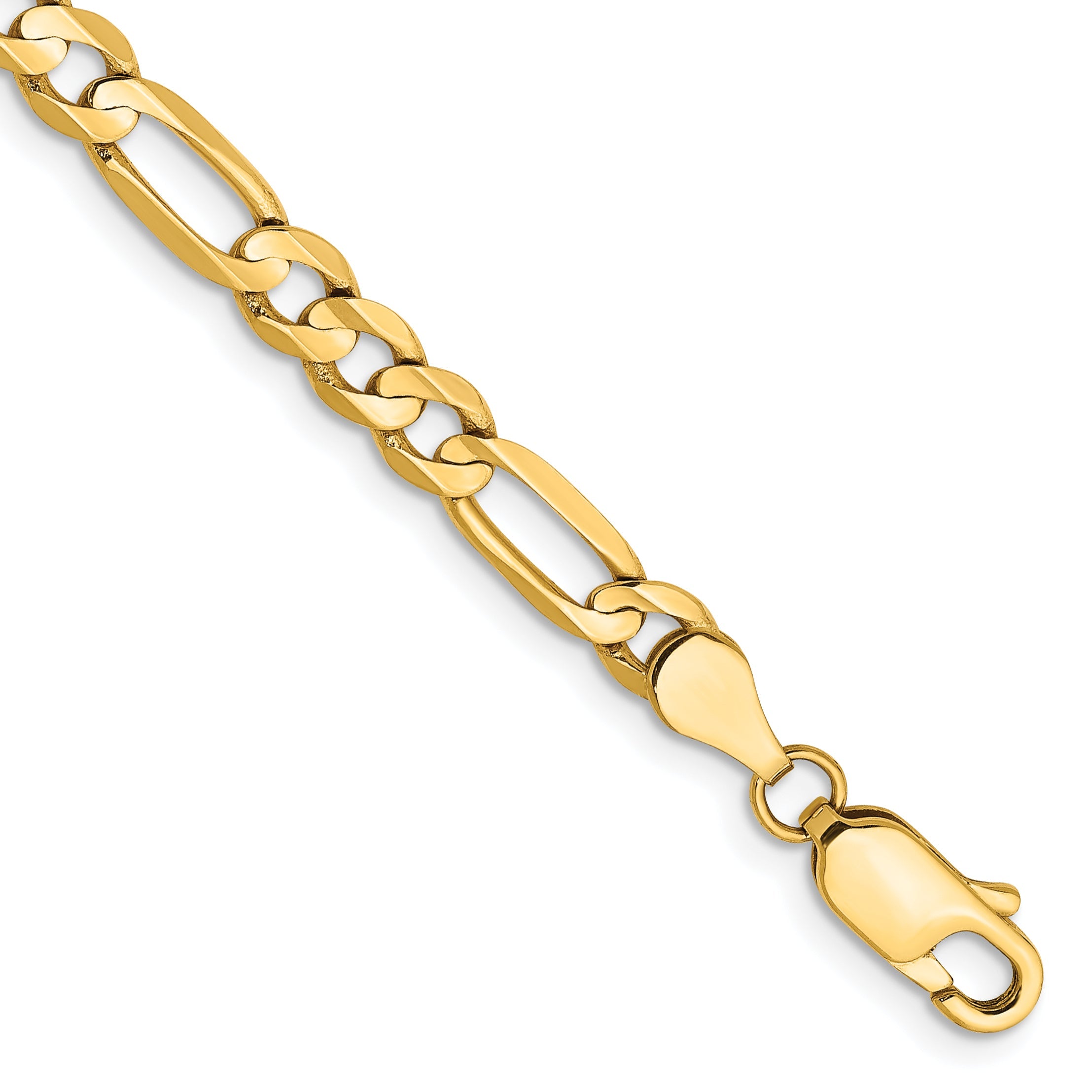 9 Inch 14K 4.5mm Concave Open Figaro Chain Anklet