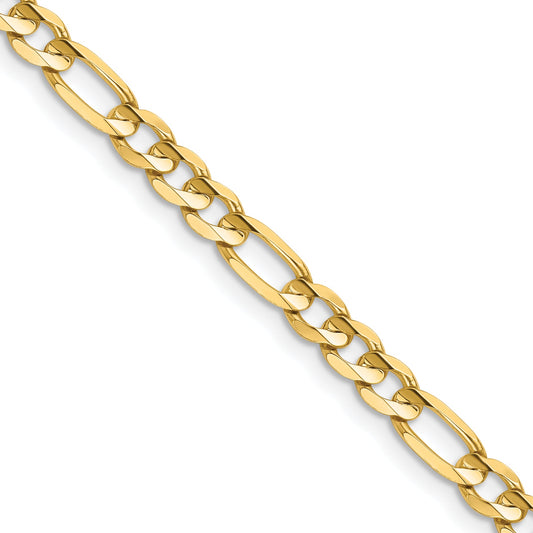 14K Yellow Gold 28 Inch 4.5mm Concave Open Figaro With Lobster Clasp Chain Necklace