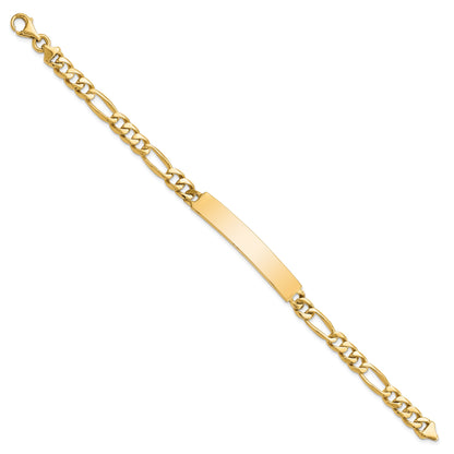14K Yellow Gold Hand Polished Solid Chain/Solid Plate Figaro Link 44X8.5mm 8 Inch Id Bracelet