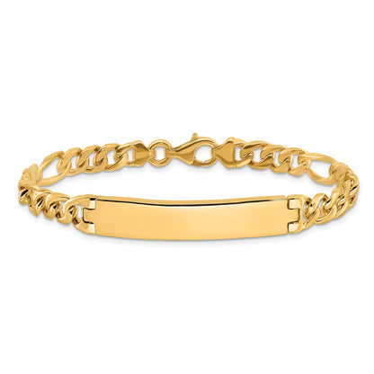 14K Yellow Gold Hand Polished Solid Chain/Solid Plate Figaro Link 44X8.5mm 8 Inch Id Bracelet