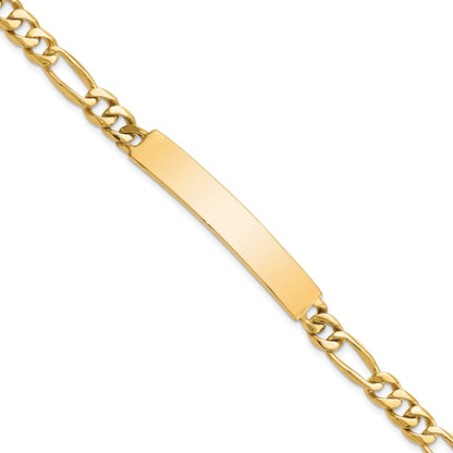 14K Yellow Gold Hand Polished Solid Chain/Solid Plate Figaro Link 44X8.5mm 8 Inch Id Bracelet