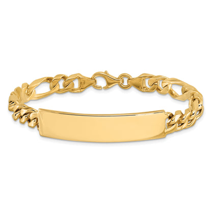 14K Yellow Gold Hand Polished Solid Chain/Solid Plate Figaro Link 47X9mm 8 Inch Id Bracelet