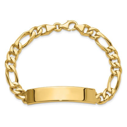 14K Yellow Gold Hand Polished Solid Chain/Solid Plate Figaro Link 47X9mm 8 Inch Id Bracelet