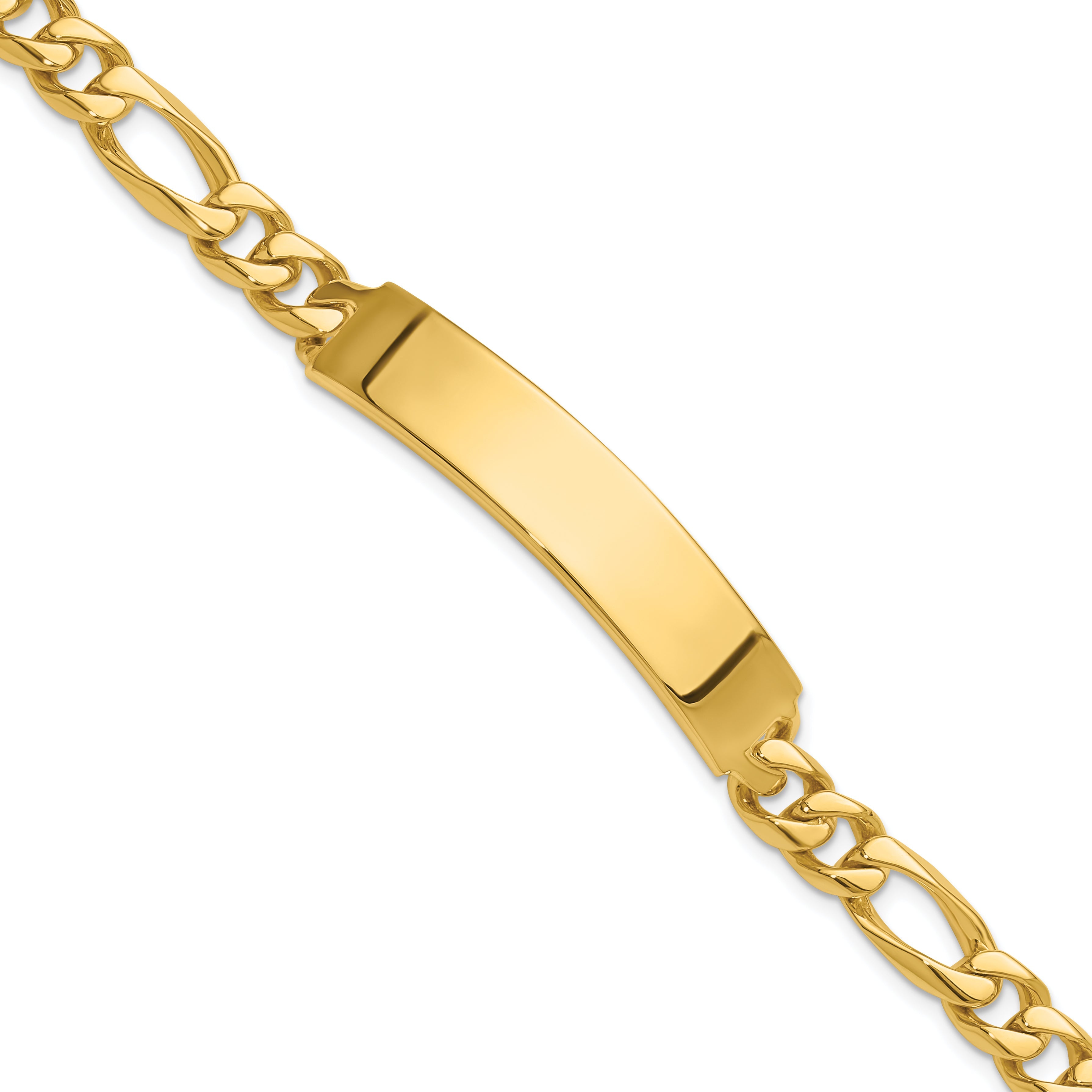 14K Yellow Gold Hand Polished Solid Chain/Solid Plate Figaro Link 47X9mm 8 Inch Id Bracelet