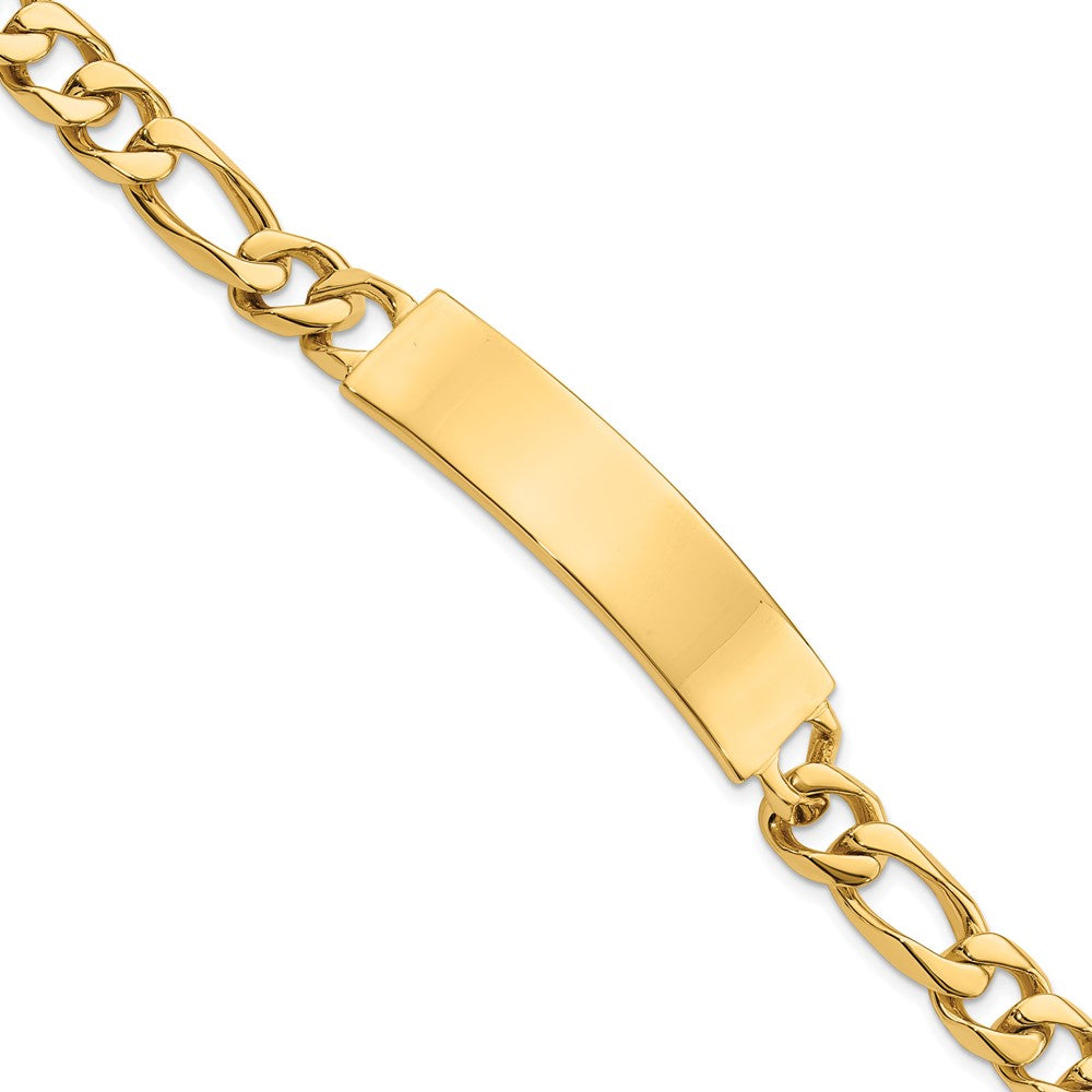 14K Yellow Gold Polished Solid Chain/Solid Plate Figaro Link 47X12mm 8 Inch Id Bracelet