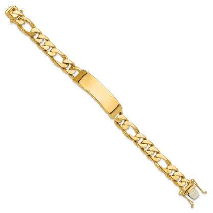 14K Yellow Gold Hand Polished Solid Chain/Solid Plate Figaro Link 48X11mm 8.5 Inch Id Bracelet