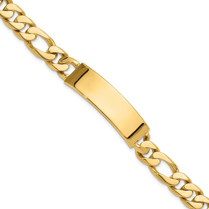 14K Yellow Gold Hand Polished Solid Chain/Solid Plate Figaro Link 48X11mm 8.5 Inch Id Bracelet
