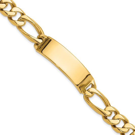 14K Yellow Gold Hand Polished Solid Chain/Solid Plate Figaro Link 48X15mm 8.5 Inch Id Bracelet