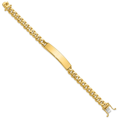 14K Yellow Gold Hand Polished Solid Chain/Solid Plate Curb Link 44X9mm 8 Inch Id Bracelet