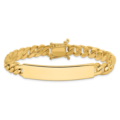 14K Yellow Gold Hand Polished Solid Chain/Solid Plate Curb Link 44X9mm 8 Inch Id Bracelet