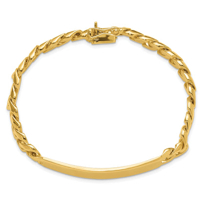 14K Yellow Gold Hand Polished Solid Chain/Solid Plate Curb Link 44X9mm 8 Inch Id Bracelet