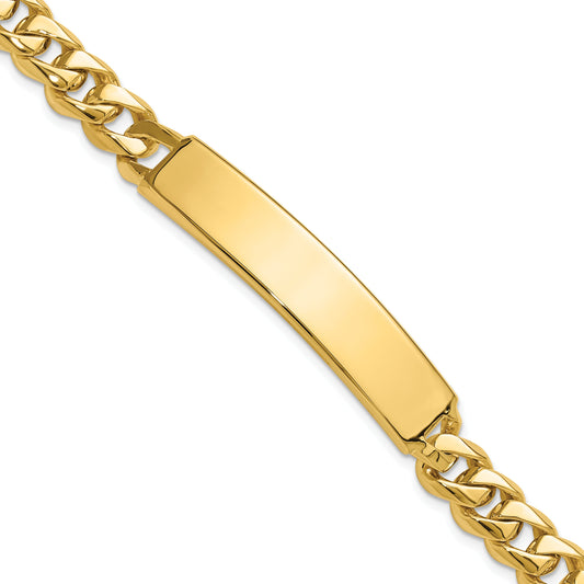 14K Yellow Gold Hand Polished Solid Chain/Solid Plate Curb Link 44X9mm 8 Inch Id Bracelet