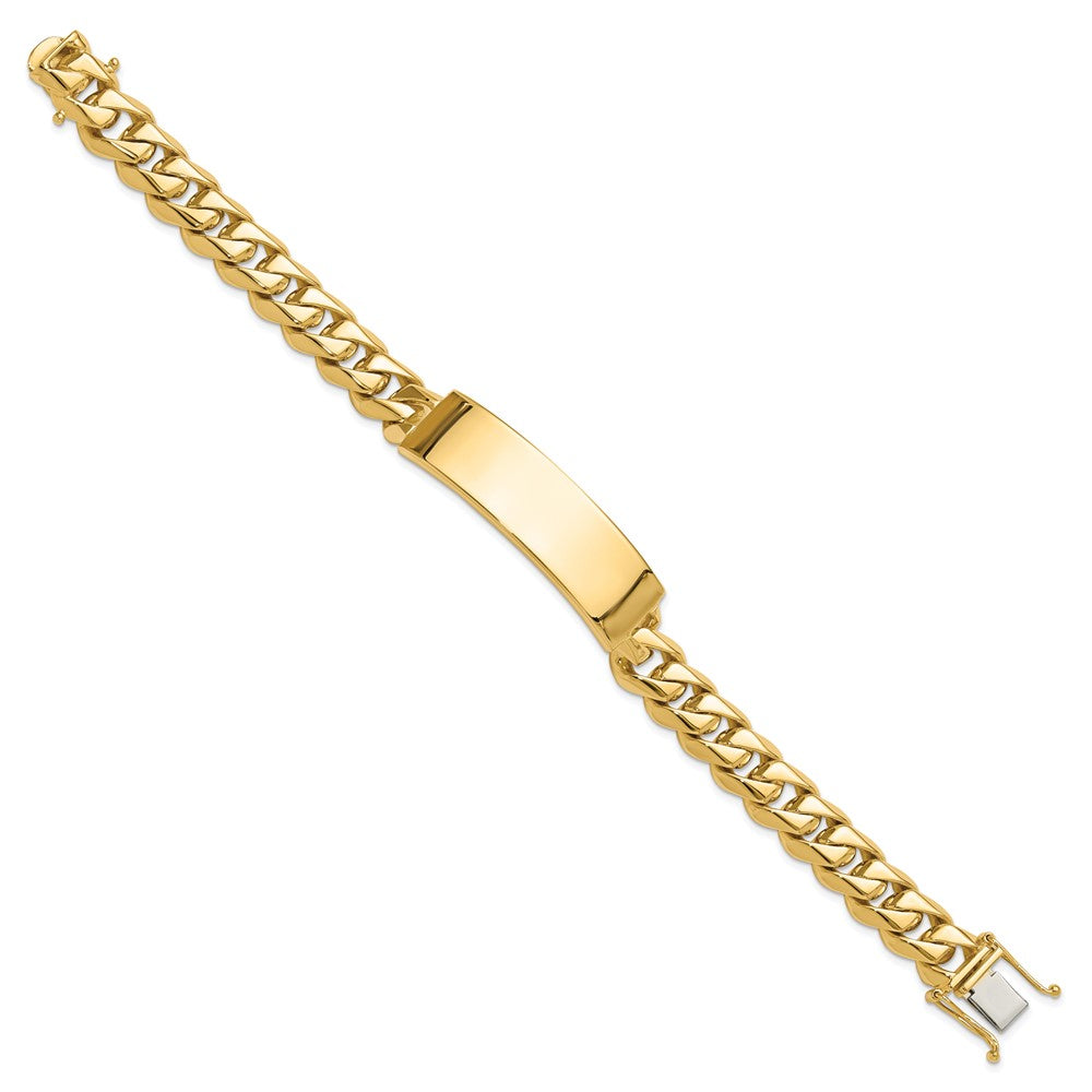 14K Yellow Gold Hand Polished Solid Chain/Solid Plate Curb Link 48X14mm 8 Inch Id Bracelet