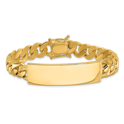 14K Yellow Gold Hand Polished Solid Chain/Solid Plate Curb Link 48X14mm 8 Inch Id Bracelet