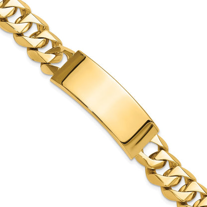 14K Yellow Gold Hand Polished Solid Chain/Solid Plate Heavy Curb Link 48X18mm 8.5 Inch Id Bracelet