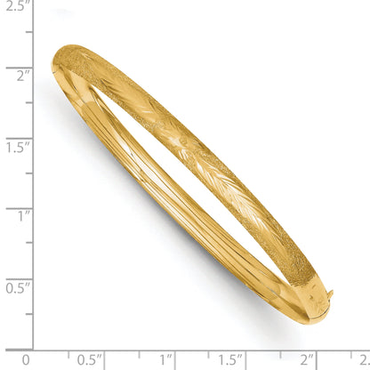 14K Yellow Gold 3/16 Laser Cut 5.00mm Hinged Oval Bangle Bracelet
