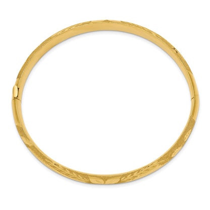 14K Yellow Gold 5/16 Laser Cut 8.00mm Hinged Oval Bangle Bracelet