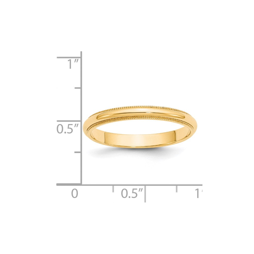 14k Yellow Gold 3mm Milgrain Half Round Wedding Band Ring