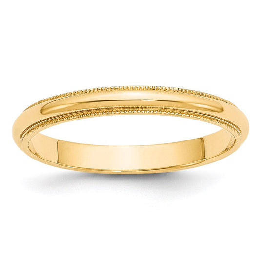 14k Yellow Gold 3mm Milgrain Half Round Wedding Band Ring
