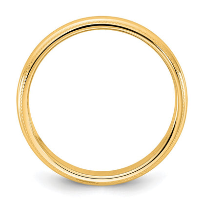10K Yellow Gold 10Ky 3.5mm Milgrain Half Round Band Size 4