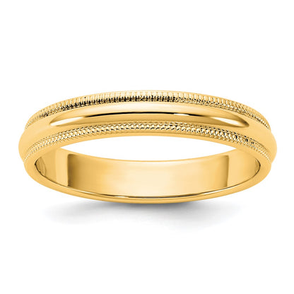 10K Yellow Gold 10Ky 3.5mm Milgrain Half Round Band Size 14