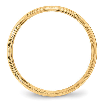 18k Yellow Gold 4mm Milgrain Half Round Wedding Band Ring