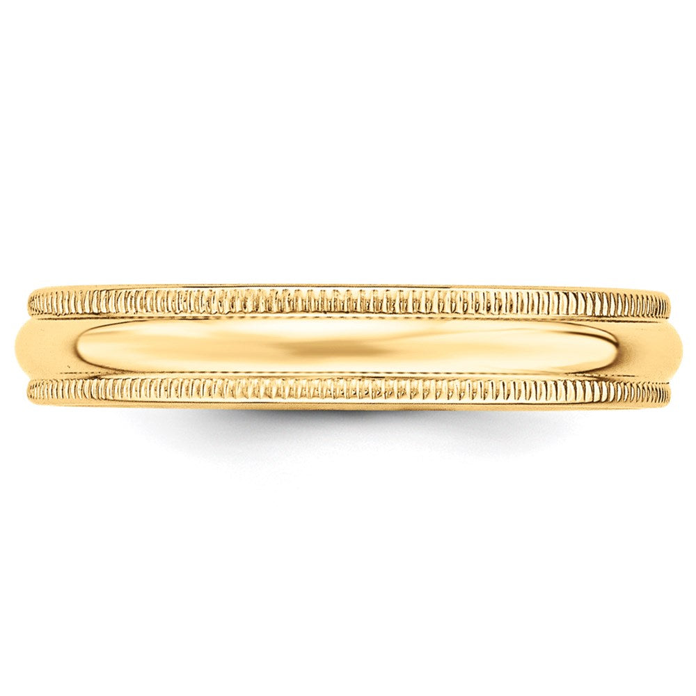 14k Yellow Gold 4mm Milgrain Half Round Wedding Band Ring