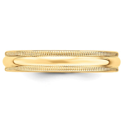18k Yellow Gold 4mm Milgrain Half Round Wedding Band Ring