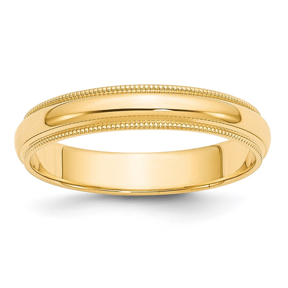 18k Yellow Gold 4mm Milgrain Half Round Wedding Band Ring