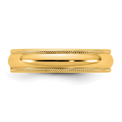 10K Yellow Gold 10Ky 4.5mm Milgrain Half Round Band Size 5